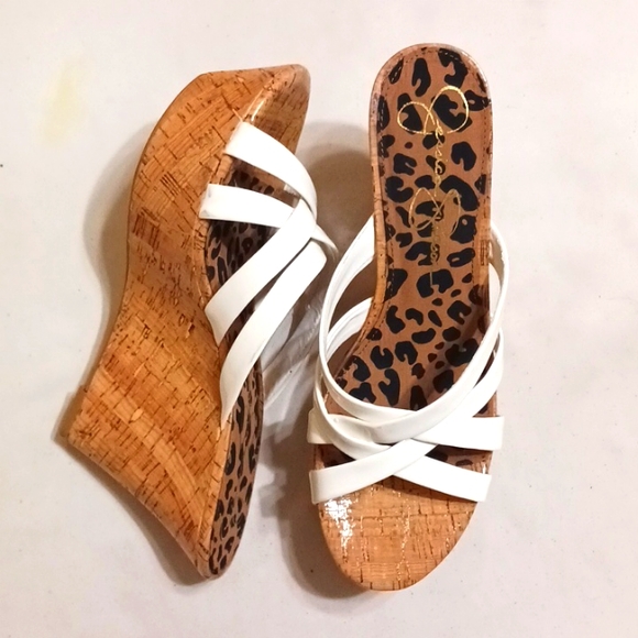 Jessica Simpson Shoes - Jessica Simpson Violas White Patent Wedge Sandals women's size 10